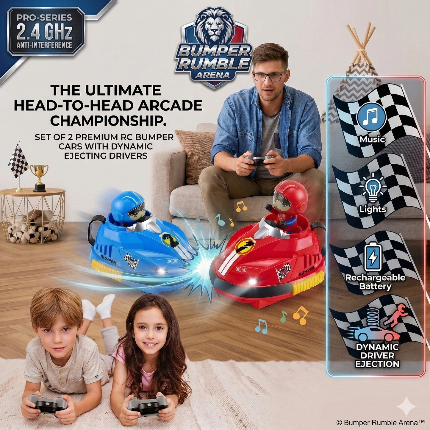 CrashKart™ RC Bumper Cars – Battle & Pop Racing Game for Kids & Adults