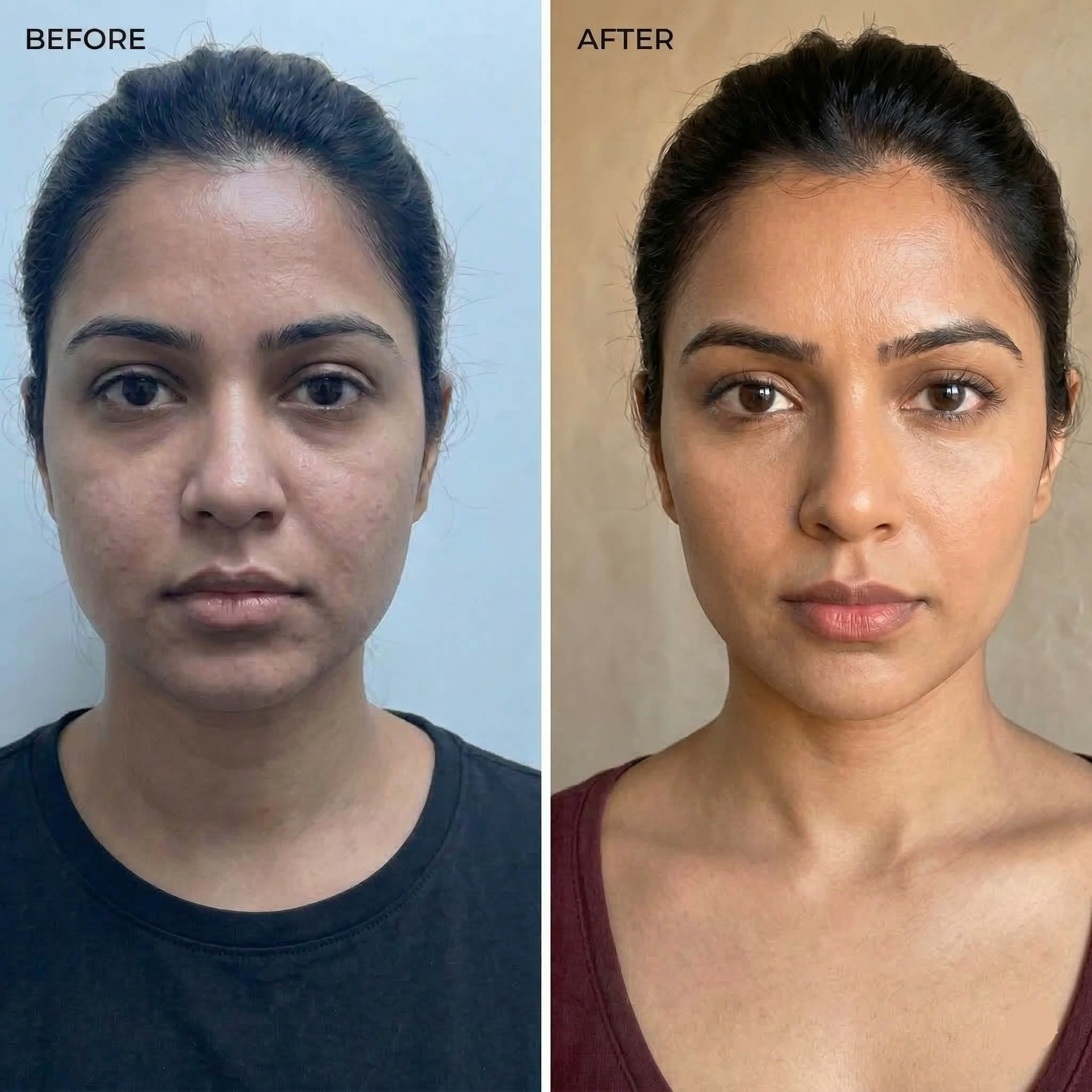 Before and after comparison of a shreya